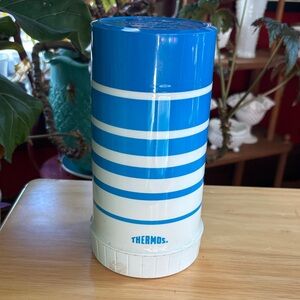 Vintage 1970s King-Seeley "Mod" Striped Thermos - Wide Mouth